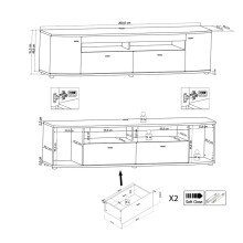 TV-Board >Sinus< in (Hochglanz)-Weiß, Grandson-Eiche - 200x51,3x46,4cm (BxHxT)