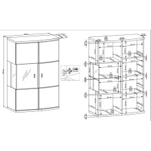 Vitrine >Sinus< in (Hochglanz)-Weiß, Grandson-Eiche - 70x103,4x37,4cm (BxHxT)