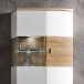 Vitrine >Sinus< in (Hochglanz)-Weiß, Grandson-Eiche - 70x103,4x37,4cm (BxHxT)