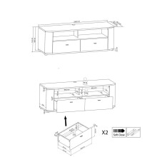 TV-Board >Isla< in (Hochglanz-)Weiß, Anthrazit - 150x51,3x46,4cm (BxHxT)