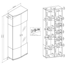 Vitrine >Isla< in (Hochglanz-)Weiß, Anthrazit - 70x200x37,3cm (BxHxT)