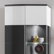 Vitrine >Isla< in (Hochglanz-)Weiß, Anthrazit - 70x200x37,3cm (BxHxT)