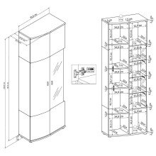 Vitrine >Isla< in (Hochglanz-)Weiß, Anthrazit - 70x200x37,3cm (BxHxT)