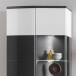 Vitrine >Isla< in (Hochglanz-)Weiß, Anthrazit - 70x200x37,3cm (BxHxT)