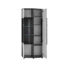 Vitrine >Isla< in (Hochglanz-)Weiß, Anthrazit - 70x177,5x37,3cm (BxHxT)