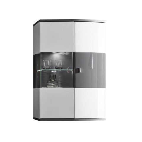 Hängevitrine >Isla< in (Hochglanz-)Weiß, Anthrazit - 70x103,4x37,4cm (BxHxT)