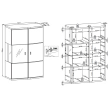 Hängevitrine >Isla< in (Hochglanz-)Weiß, Anthrazit - 70x103,4x37,4cm (BxHxT)