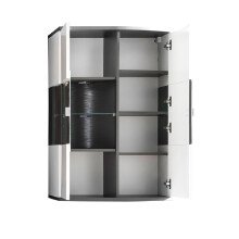 Hängevitrine >Isla< in (Hochglanz-)Weiß, Anthrazit - 70x103,4x37,4cm (BxHxT)