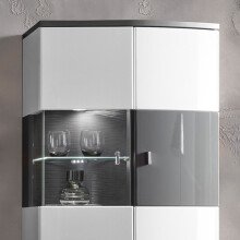 Hängevitrine >Isla< in (Hochglanz-)Weiß, Anthrazit - 70x103,4x37,4cm (BxHxT)