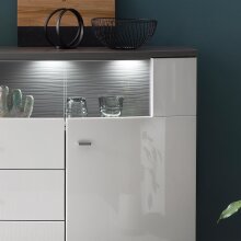 Sideboard >Isla< in (Hochglanz-)Weiß, Anthrazit - 160x86,8x31,4cm (BxHxT)