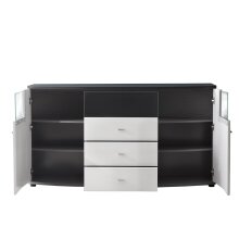 Sideboard >Isla< in (Hochglanz-)Weiß, Anthrazit - 160x86,8x31,4cm (BxHxT)