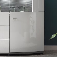Sideboard >Isla< in (Hochglanz-)Weiß, Anthrazit - 160x86,8x31,4cm (BxHxT)