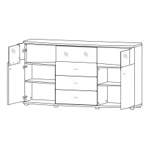 Sideboard >Isla< in (Hochglanz-)Weiß, Anthrazit - 160x86,8x31,4cm (BxHxT)