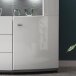 Sideboard >Isla< in (Hochglanz-)Weiß, Anthrazit - 160x86,8x31,4cm (BxHxT)