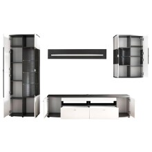 Wohnwand >Isla< in (Hochglanz-)Weiß, Anthrazit - 340x200x46,4cm (BxHxT)