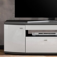 Wohnwand >Isla< in (Hochglanz-)Weiß, Anthrazit - 340x200x46,4cm (BxHxT)