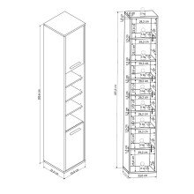Seitenschrank >Sunset< in Beton/Weiss - 33x185,6x33cm (BxHxT)