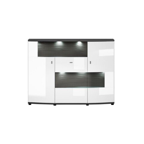 Highboard >Trendy< in Weiss/Grau - 160x120,4x41,6cm (BxHxT)