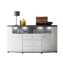 Sideboard >Gate< in Weiss/Grau - 160x86,8x41,6cm...