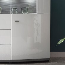 Sideboard >Gate< in Weiss/Grau - 160x86,8x41,6cm (BxHxT)