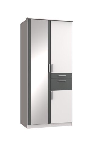 Kleiderschrank >Kalindi I< in Weiß Graphit - 90x198x58cm (BxHxT)