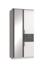 Kleiderschrank >Kalindi I< in Weiß Graphit -...