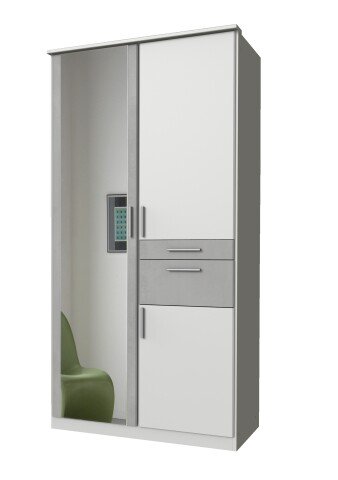 Kleiderschrank >Kalindi I< in Weiß Beton lichtgrau - 90x198x58cm (BxHxT)