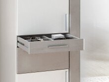 Kleiderschrank >Kalindi I< in Weiß Beton lichtgrau - 90x198x58cm (BxHxT)