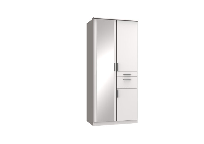 Kleiderschrank >Kalindi I< in Weiß - 90x198x58cm (BxHxT)