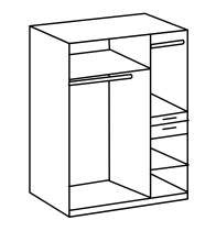 Kleiderschrank >Kalindi II< in Plankeneiche Graphit - 135x198x58cm (BxHxT)