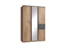 Kleiderschrank >Kalindi II< in Plankeneiche Graphit - 135x198x58cm (BxHxT)