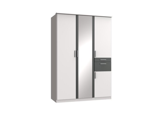 Kleiderschrank >Kalindi II< in Weiß Graphit - 135x198x58cm (BxHxT)
