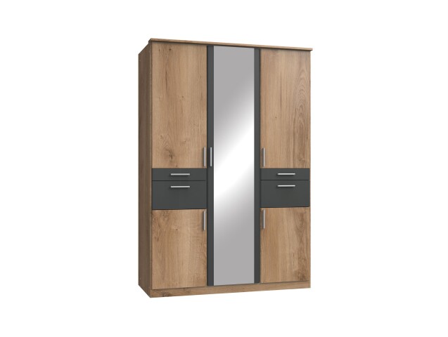 135x198x58cm in III< (, - Kleiderschrank Graphit 399,95 Plankeneiche >Kalindi €