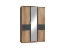 Kleiderschrank >Kalindi III< in Plankeneiche Graphit - 135x198x58cm (BxHxT)