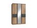 Kleiderschrank >Kalindi III< in Plankeneiche Graphit - 135x198x58cm (BxHxT)