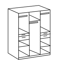 Kleiderschrank >Kalindi III< in Weiß Plankeneiche - 135x198x58cm (BxHxT)