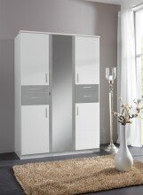 Kleiderschrank >Kalindi III< in Weiß Beton...