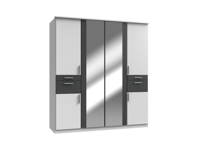 Kleiderschrank >Kalindi IV< in Weiß Graphit - 180x198x58cm (BxHxT)