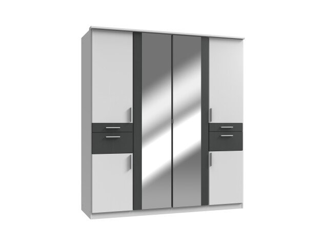 Kleiderschrank >Kalindi IV< in Weiß Graphit - 180x198x58cm (BxHxT)