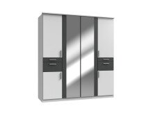 Kleiderschrank >Kalindi IV< in Weiß Graphit - 180x198x58cm (BxHxT)