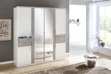 Kleiderschrank >Kalindi IV< in Weiß Beton lichtgrau - 180x198x58cm (BxHxT)