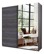 Schwebetürenschrank >Harv< in Graphit - 135x198x65cm (BxHxT)