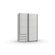 Schwebetürenschrank >Eugenio< in Weiß - 135x198x64cm (BxHxT)