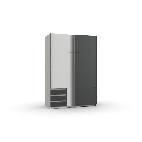 Schwebetürenschrank >Eugenio< in Weiß Graphit - 135x198x64cm (BxHxT)