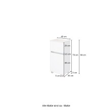 Unterschrank >Oulu< in Glas Weiß - 40x79x35cm (BxHxT)