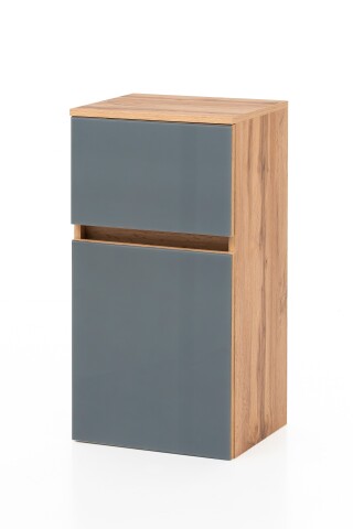 Unterschrank >Oulu< in Glas Grau - 40x79x35cm (BxHxT)