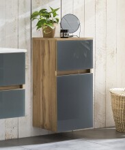 Unterschrank >Oulu< in Glas Grau - 40x79x35cm (BxHxT)