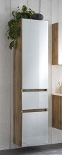 Seitenschrank >Oulu< in Glas Weiß - 40x180x35cm (BxHxT)