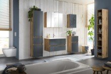 Seitenschrank >Oulu< in Glas Grau - 40x180x35cm (BxHxT)