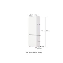 Midischrank >Oulu< in Glas Weiß - 40x130x35cm (BxHxT)